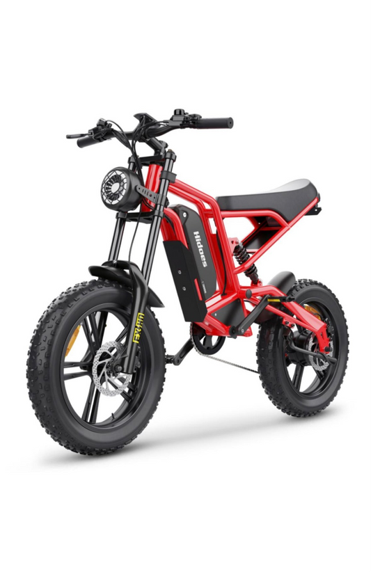 Bicicleta eléctrica HIDOES E-6 negra y azul, con motor de 1000W, autonomía 55KM, neumáticos Fat Tire 20x4.0 y pantalla LCD a color